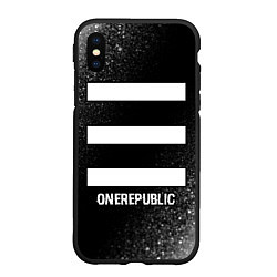 Чехол iPhone XS Max матовый OneRepublic glitch на темном фоне, цвет: 3D-черный