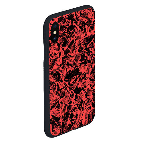 Чехол iPhone XS Max матовый Каменная текстура коралловый / 3D-Черный – фото 2