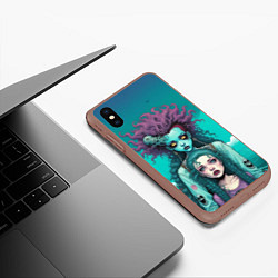 Чехол iPhone XS Max матовый Призрак и девушка в лодке, цвет: 3D-коричневый — фото 2