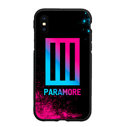 Чехол iPhone XS Max матовый Paramore - neon gradient, цвет: 3D-черный