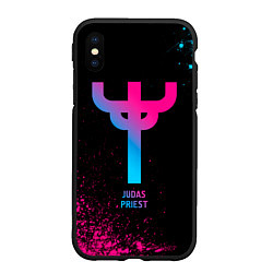 Чехол iPhone XS Max матовый Judas Priest - neon gradient, цвет: 3D-черный