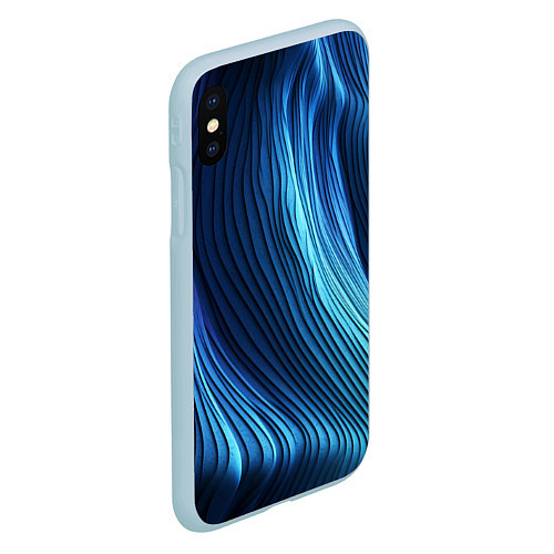 Чехол iPhone XS Max матовый Трехмерные волны / 3D-Голубой – фото 2