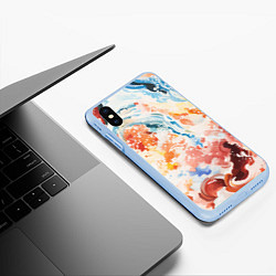 Чехол iPhone XS Max матовый Абстрактные контрастные волны, цвет: 3D-голубой — фото 2