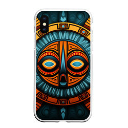 Чехол iPhone XS Max матовый Орнамент в африканском стиле, цвет: 3D-белый