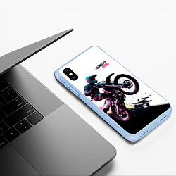 Чехол iPhone XS Max матовый Moto band, цвет: 3D-голубой — фото 2