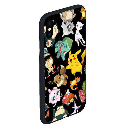 Чехол iPhone XS Max матовый Пикачу и другие покемоны / 3D-Черный – фото 2