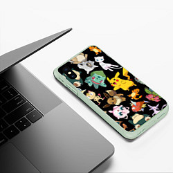 Чехол iPhone XS Max матовый Пикачу и другие покемоны, цвет: 3D-салатовый — фото 2