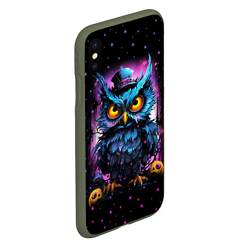 Чехол iPhone XS Max матовый Magic owl / 3D-Темно-зеленый – фото 2