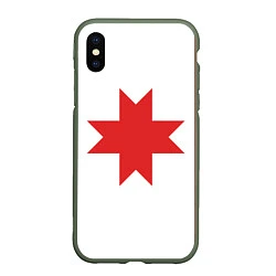 Чехол iPhone XS Max матовый Флаг Удмуртии, цвет: 3D-темно-зеленый