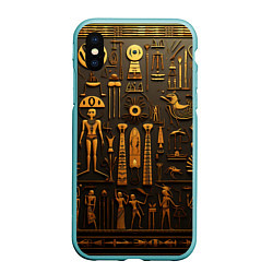 Чехол iPhone XS Max матовый Арт в стиле египетских письмен, цвет: 3D-мятный