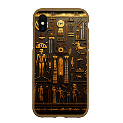 Чехол iPhone XS Max матовый Арт в стиле египетских письмен, цвет: 3D-коричневый