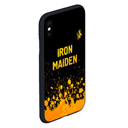 Чехол iPhone XS Max матовый Iron Maiden - gold gradient: символ сверху, цвет: 3D-черный — фото 2