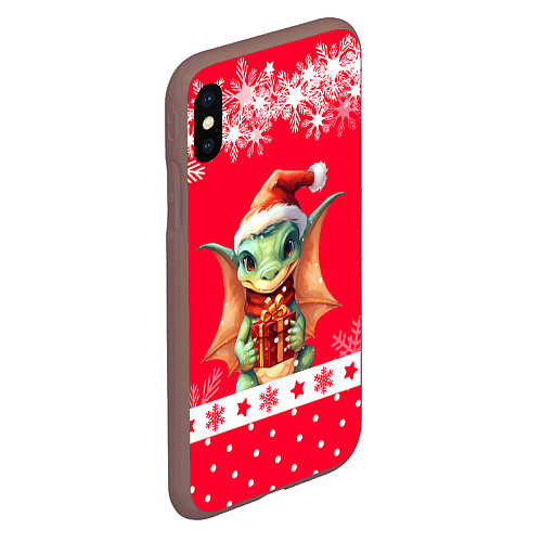Чехол iPhone XS Max матовый Дракон с подарком - 2024 / 3D-Коричневый – фото 2