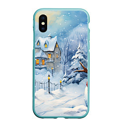 Чехол iPhone XS Max матовый Новогодний снеговик с шарфом