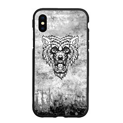 Чехол iPhone XS Max матовый Texture - Злой волк