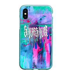 Чехол iPhone XS Max матовый Shurshun - tie-dye, цвет: 3D-мятный