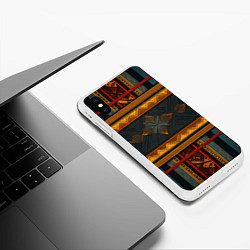 Чехол iPhone XS Max матовый Этнический рисунок в полоску, цвет: 3D-белый — фото 2