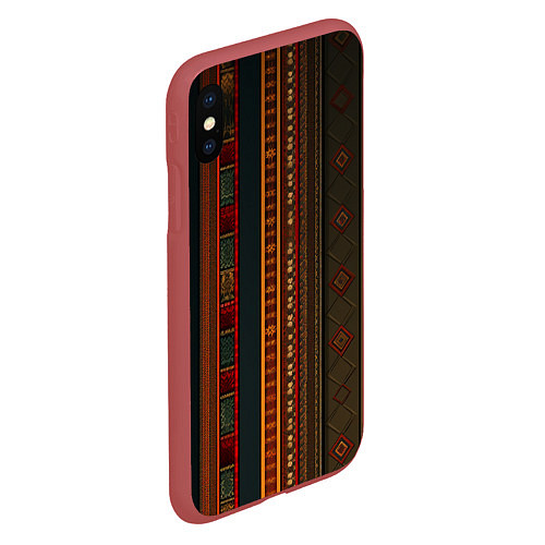 Чехол iPhone XS Max матовый Этнический узор в вертикальную полоску / 3D-Красный – фото 2
