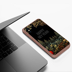 Чехол iPhone XS Max матовый Happy new year black style, цвет: 3D-коричневый — фото 2