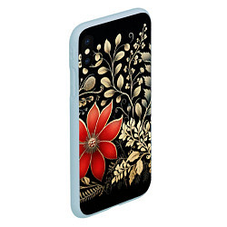 Чехол iPhone XS Max матовый Новогодние цветы и листья, цвет: 3D-голубой — фото 2