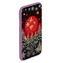 Чехол iPhone XS Max матовый Новогодний лес, цвет: 3D-фиолетовый — фото 2
