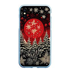 Чехол iPhone XS Max матовый Новогодний лес, цвет: 3D-голубой