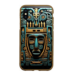Чехол iPhone XS Max матовый Орнамент с маской в египетском стиле, цвет: 3D-коричневый