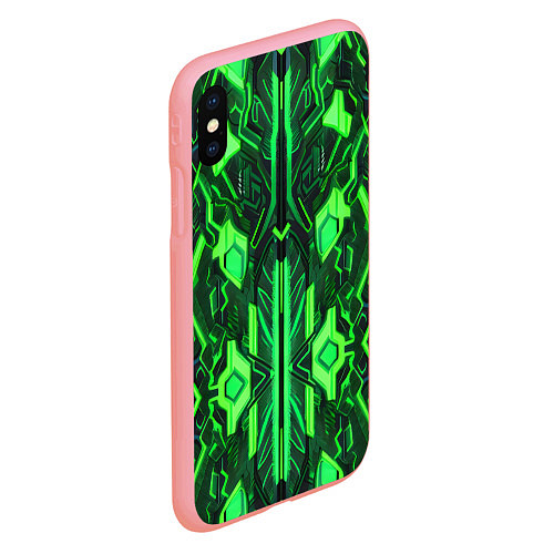 Чехол iPhone XS Max матовый Киберпанк неоновая броня зелёная / 3D-Баблгам – фото 2