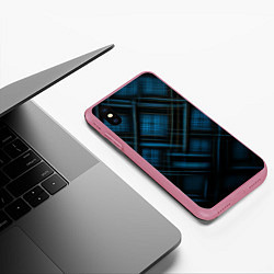 Чехол iPhone XS Max матовый Тёмно-синяя шотландская клетка, цвет: 3D-малиновый — фото 2