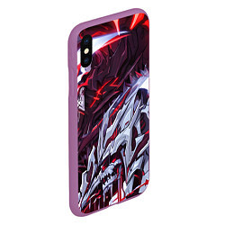 Чехол iPhone XS Max матовый Красный кибер скелет, цвет: 3D-фиолетовый — фото 2