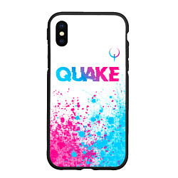 Чехол iPhone XS Max матовый Quake neon gradient style посередине, цвет: 3D-черный