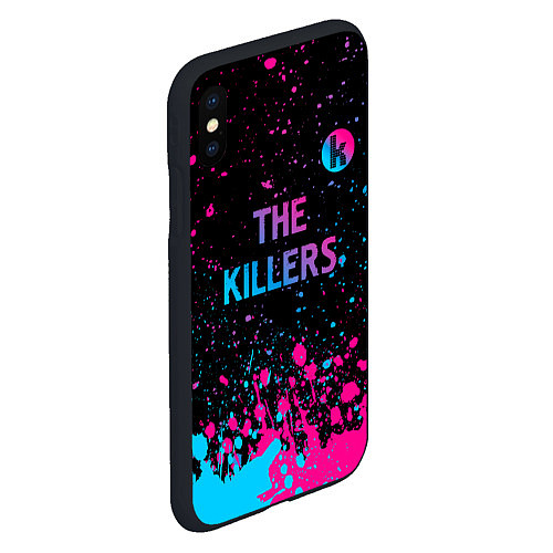 Чехол iPhone XS Max матовый The Killers - neon gradient посередине / 3D-Черный – фото 2