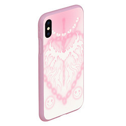 Чехол iPhone XS Max матовый Сердце на цепях, цвет: 3D-розовый — фото 2
