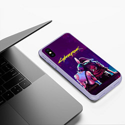 Чехол iPhone XS Max матовый Cyberpunk 2077: Phantom liberty, цвет: 3D-светло-сиреневый — фото 2