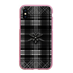 Чехол iPhone XS Max матовый Черно-белая шотландская клетка