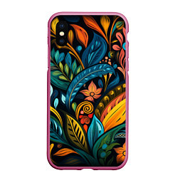 Чехол iPhone XS Max матовый Растительный узор в бразильском стиле