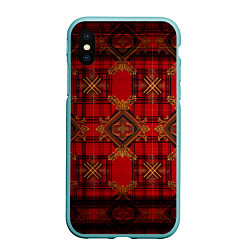 Чехол iPhone XS Max матовый Красная шотландская клетка royal stewart