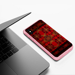 Чехол iPhone XS Max матовый Красная шотландская клетка royal stewart, цвет: 3D-баблгам — фото 2