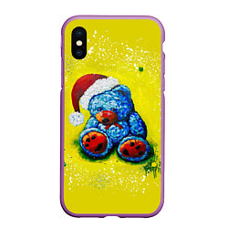 Чехол iPhone XS Max матовый Плюшевый синий Санта, цвет: 3D-фиолетовый