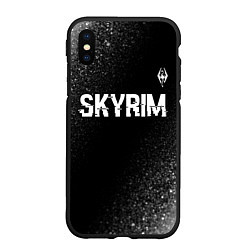 Чехол iPhone XS Max матовый Skyrim glitch на темном фоне посередине, цвет: 3D-черный