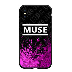 Чехол iPhone XS Max матовый Muse rock legends посередине, цвет: 3D-черный