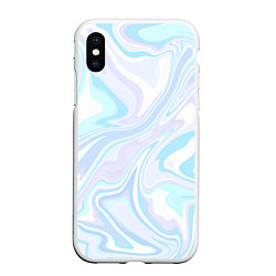 Чехол iPhone XS Max матовый Абстракция голубая плазма, цвет: 3D-белый