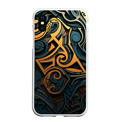 Чехол iPhone XS Max матовый Абстрактный узор в викингском стиле, цвет: 3D-белый