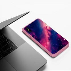 Чехол iPhone XS Max матовый Галактика в розовом цвете, цвет: 3D-малиновый — фото 2