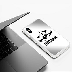Чехол iPhone XS Max матовый Hitman glitch на светлом фоне, цвет: 3D-белый — фото 2
