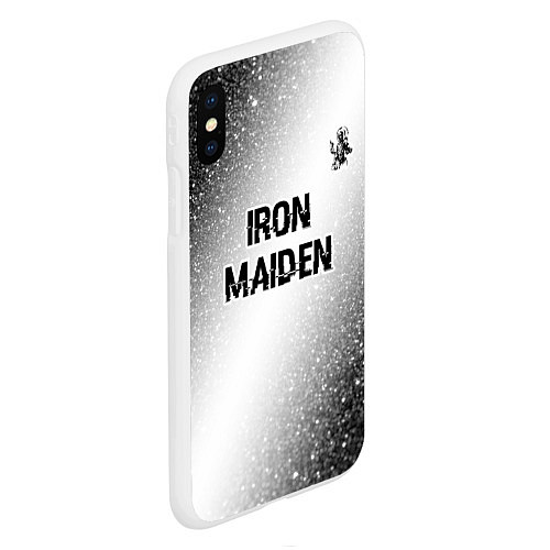 Чехол iPhone XS Max матовый Iron Maiden glitch на светлом фоне посередине / 3D-Белый – фото 2