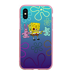Чехол iPhone XS Max матовый Spongebob workout