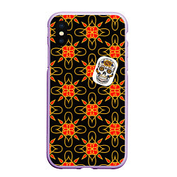 Чехол iPhone XS Max матовый Радужный цветочный череп