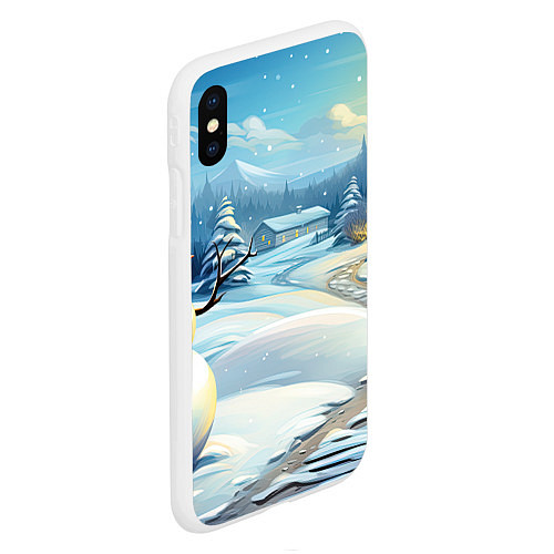 Чехол iPhone XS Max матовый Зима новый год / 3D-Белый – фото 2