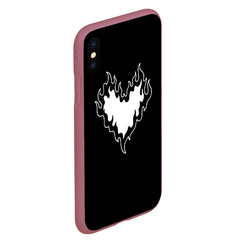 Чехол iPhone XS Max матовый Burning heart / 3D-Малиновый – фото 2
